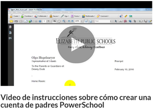 Video de instrucciones sobre cómo crear una cuenta de padres PowerSchool  